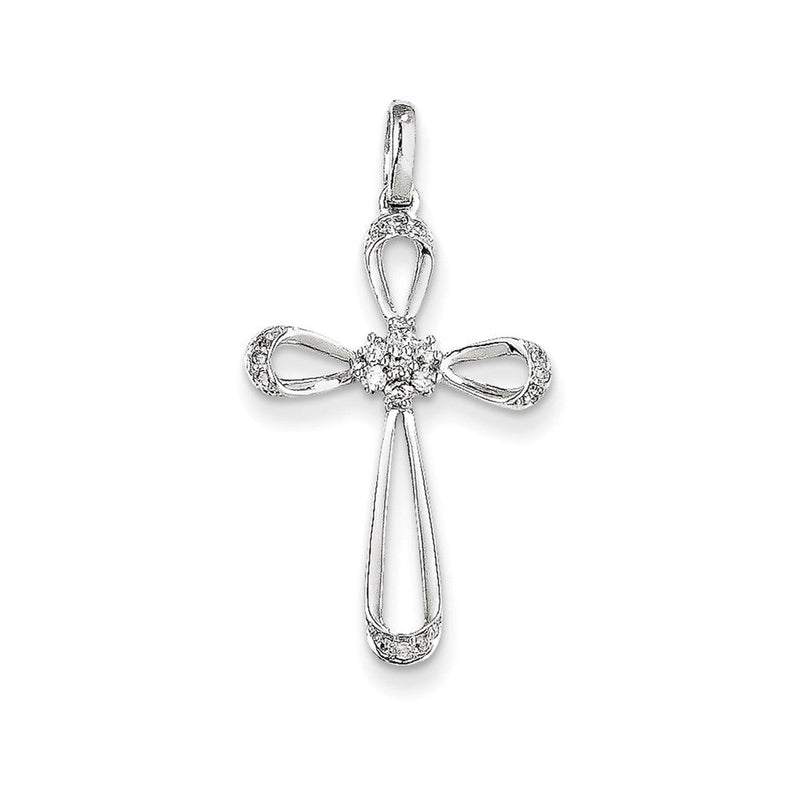 Kreuz-Anhänger aus 14K Weißgold mit Diamanten