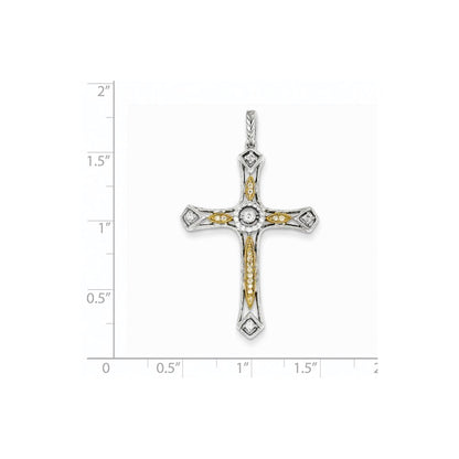 14K Bicolor Diamant-Kreuz-Anhänger