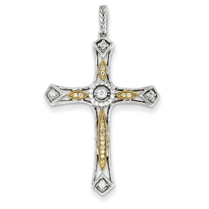 14K Bicolor Diamant-Kreuz-Anhänger