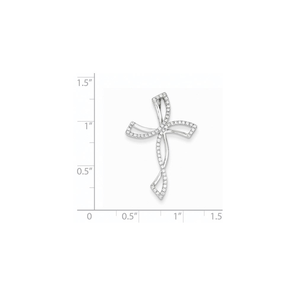 14K Weißgold Diamant-Kreuz-Anhänger