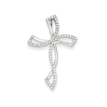 14K Weißgold Diamant-Kreuz-Anhänger