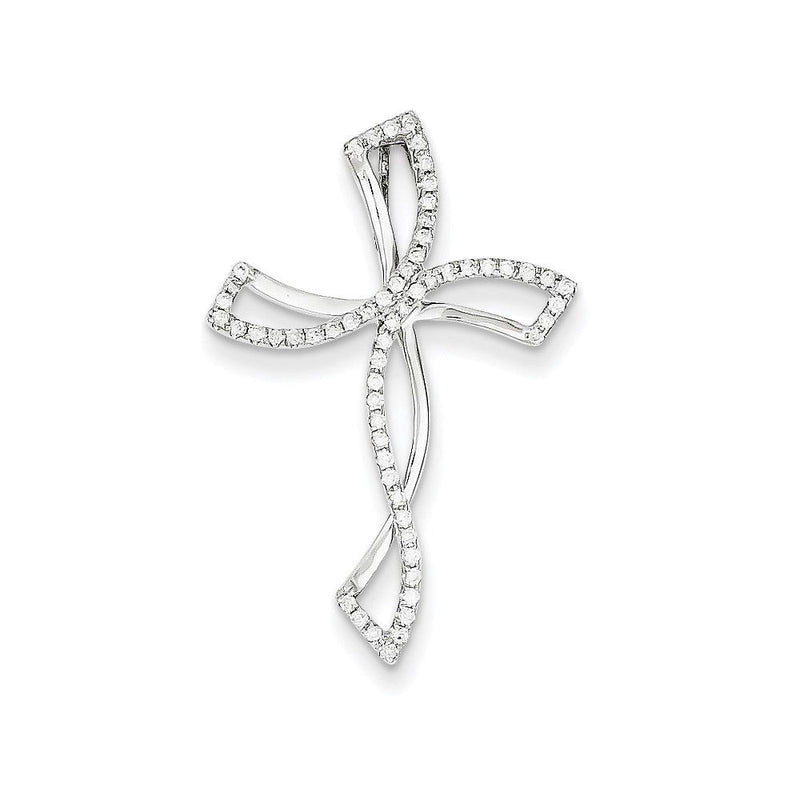 14K Weißgold Diamant-Kreuz-Anhänger