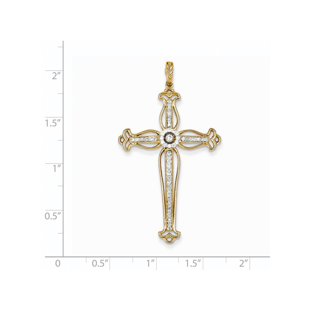14K Gelbgold Anhänger mit echtem Diamant-Kreuz