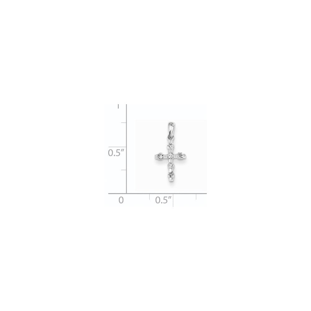 14K Weißgold Kreuzanhänger mit echtem Diamant