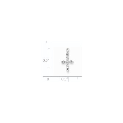 14K Weißgold Kreuzanhänger mit echtem Diamant