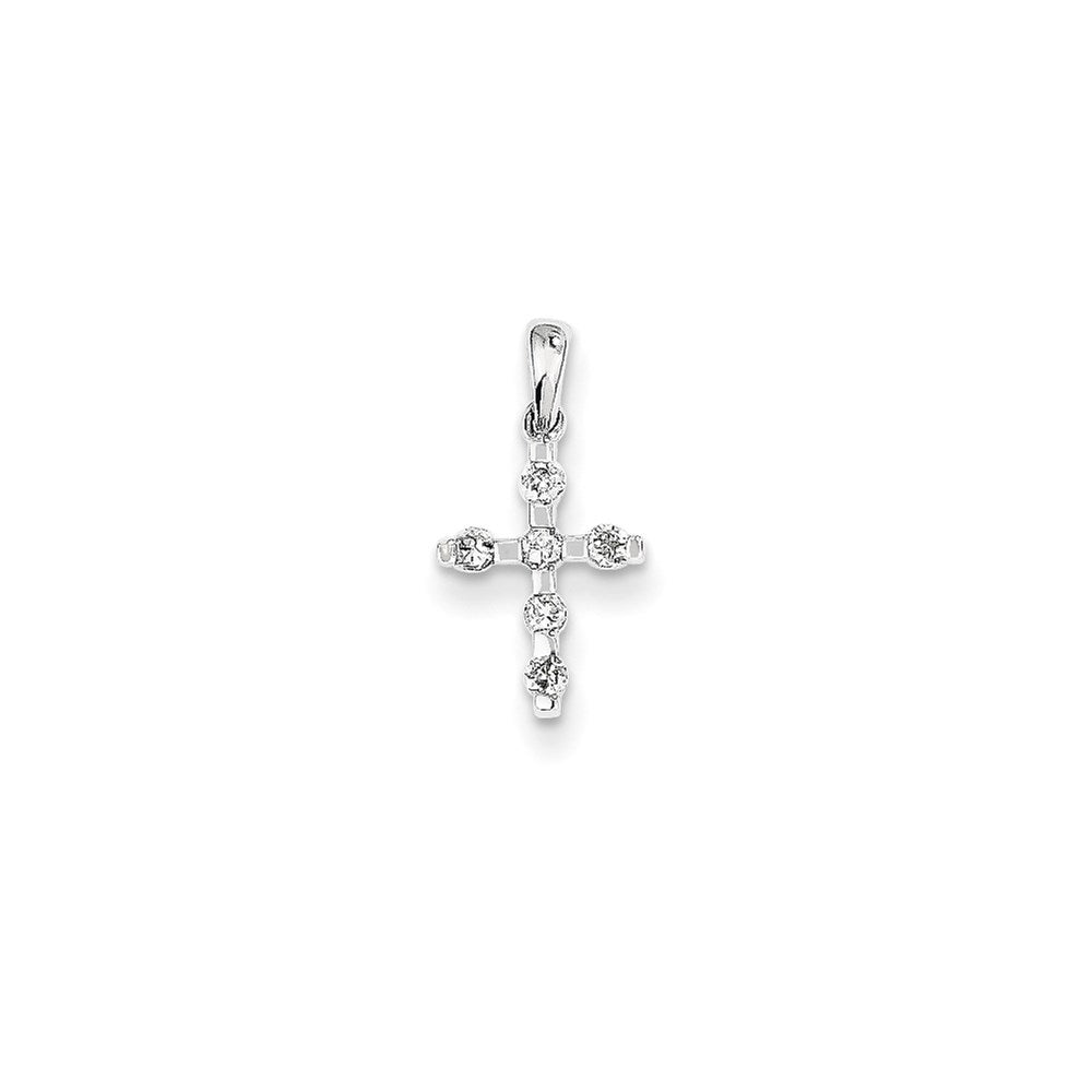 14K Weißgold Kreuzanhänger mit echtem Diamant