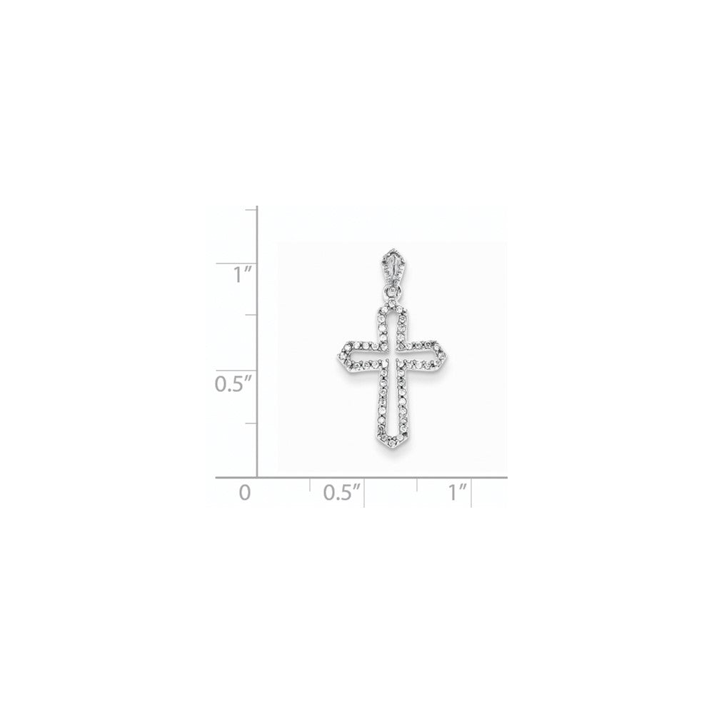 14K Weißgold Kreuzanhänger mit echten Diamanten