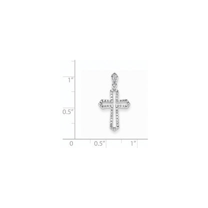 14K Weißgold Kreuzanhänger mit echten Diamanten