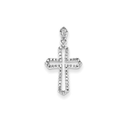 14K Weißgold Kreuzanhänger mit echten Diamanten