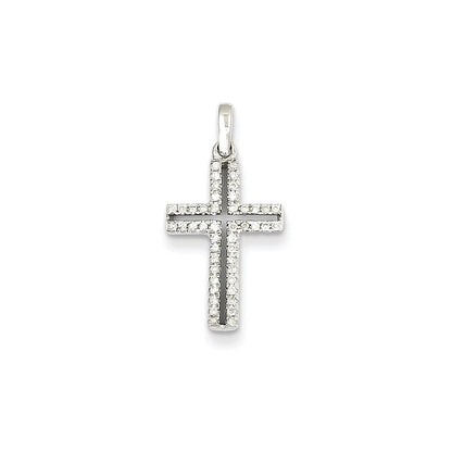 14K Weißgold Kreuzanhänger mit echten Diamanten