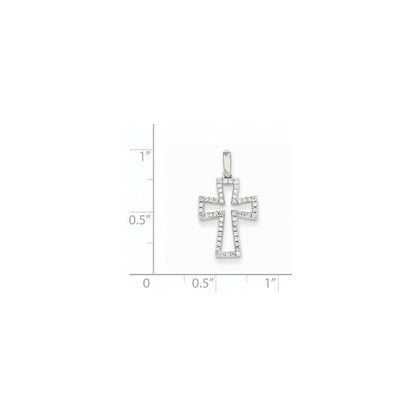 14K Weißgold Kreuzanhänger mit echten Diamanten