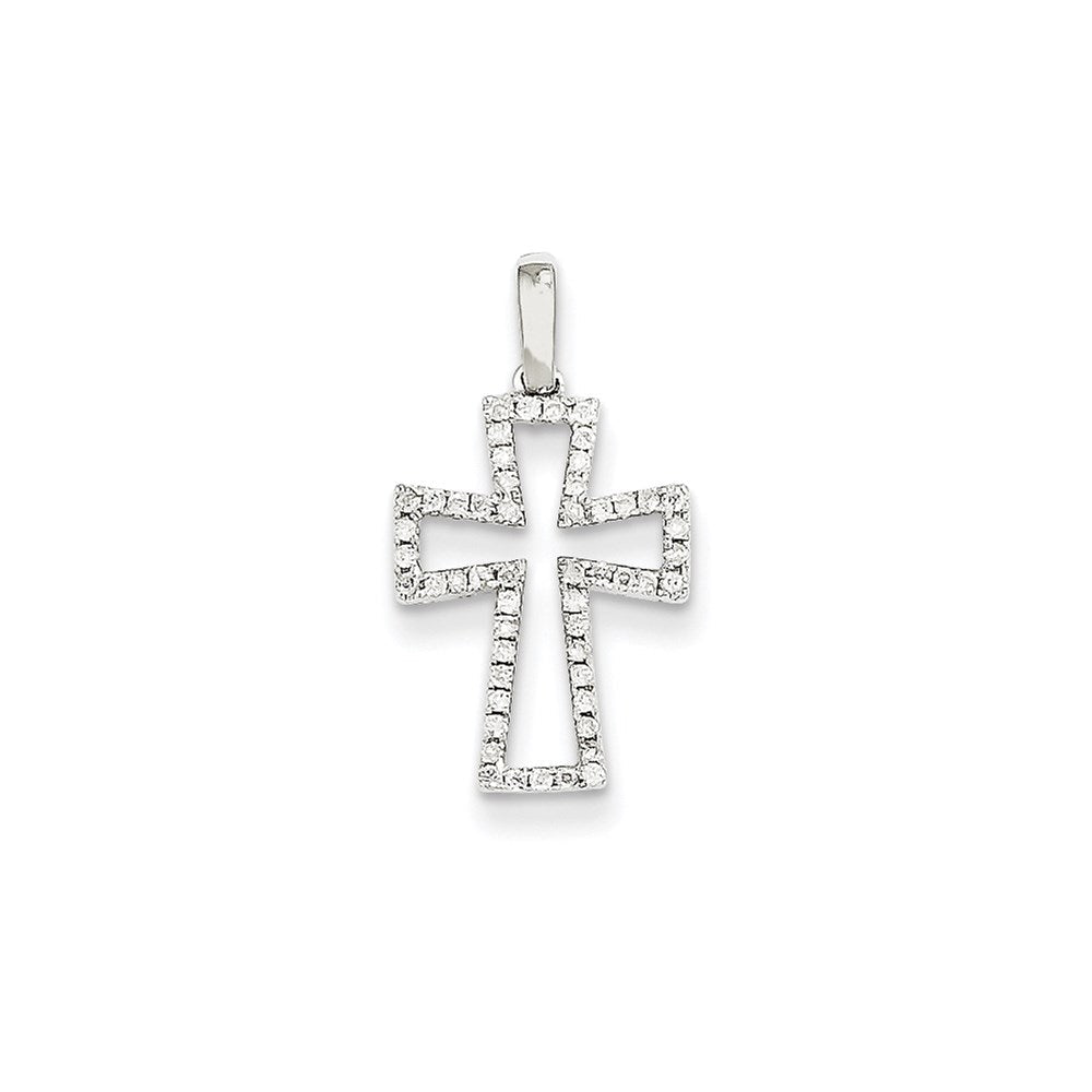 14K Weißgold Kreuzanhänger mit echten Diamanten