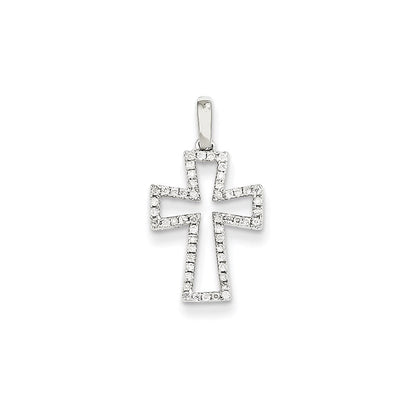14K Weißgold Kreuzanhänger mit echten Diamanten