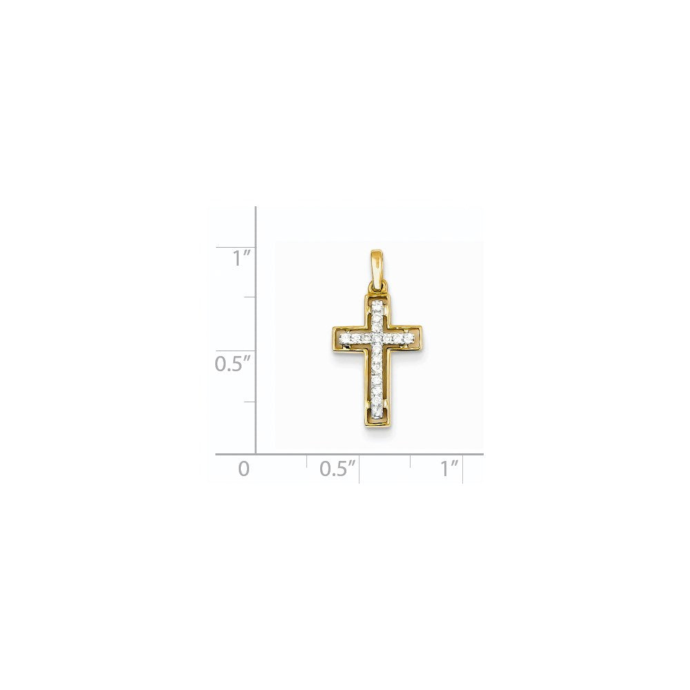 14K Bicolor-Gold Kreuzanhänger mit echten Diamanten