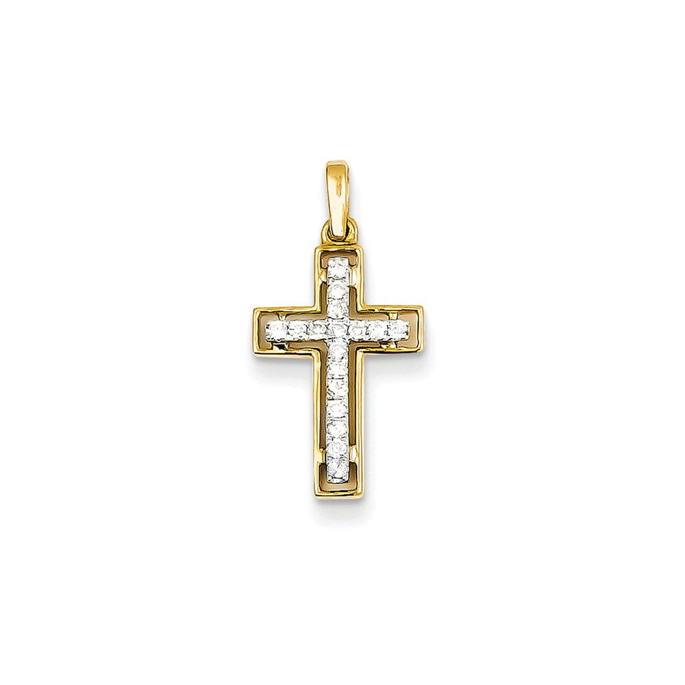 14K Bicolor-Gold Kreuzanhänger mit echten Diamanten