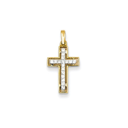 14K Bicolor-Gold Kreuzanhänger mit echten Diamanten
