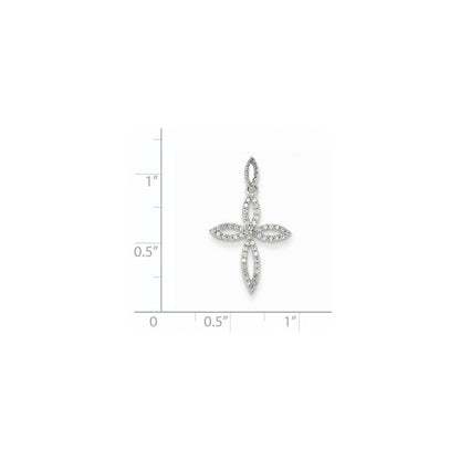 14K Weißgold Anhänger mit echtem Diamant-Kreuz