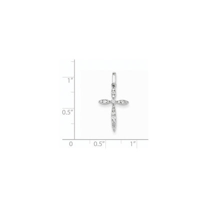 14K Weißgold Kreuzanhänger mit echten Diamanten