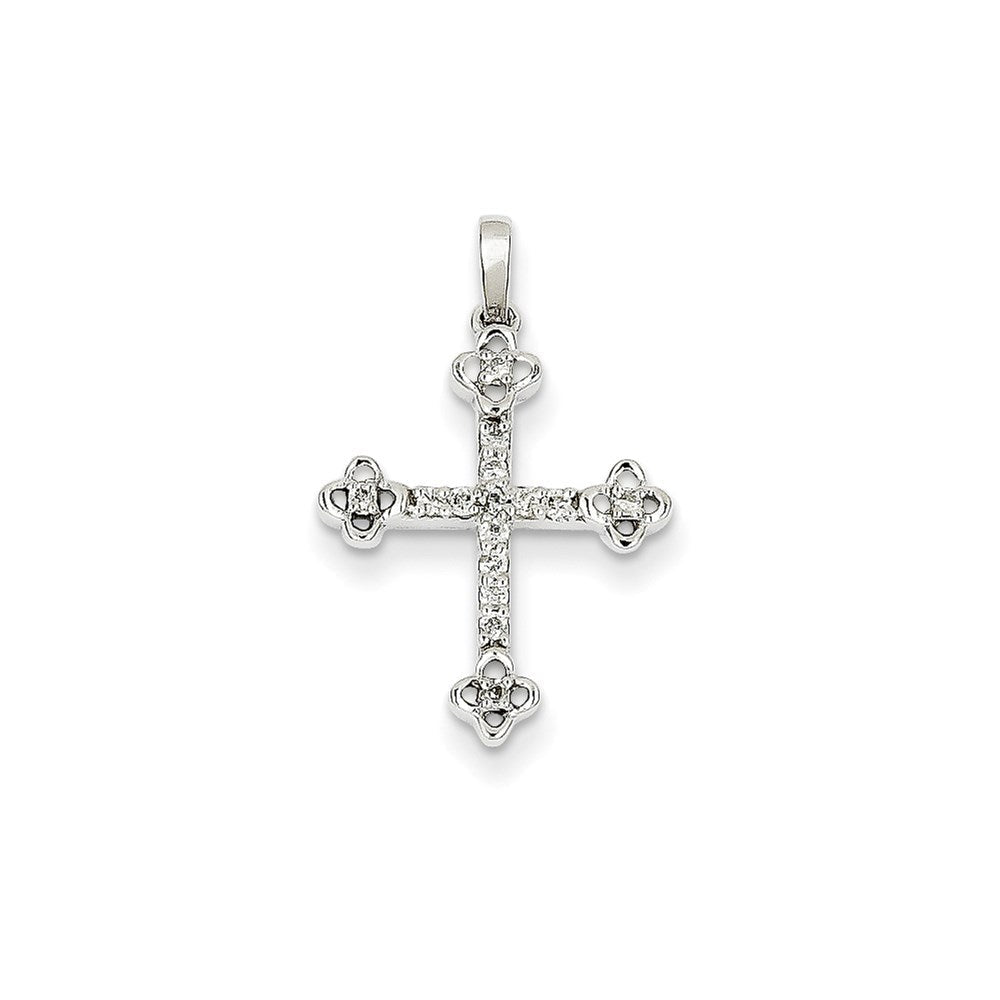 14K Weißgold Anhänger mit echtem Diamant