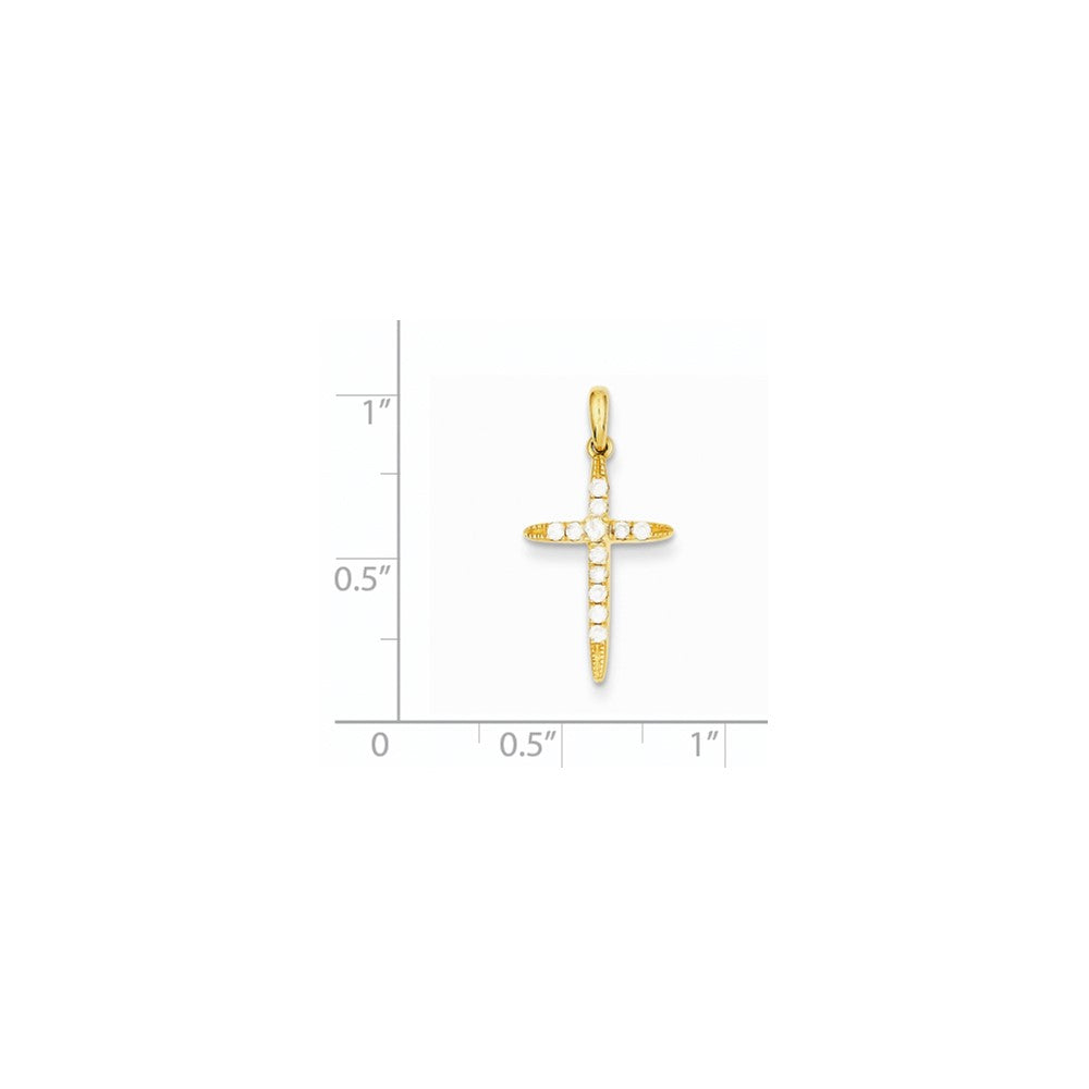 14K Gelbgold Kreuzanhänger mit echten Diamanten