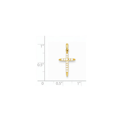 14K Gelbgold Kreuzanhänger mit echten Diamanten