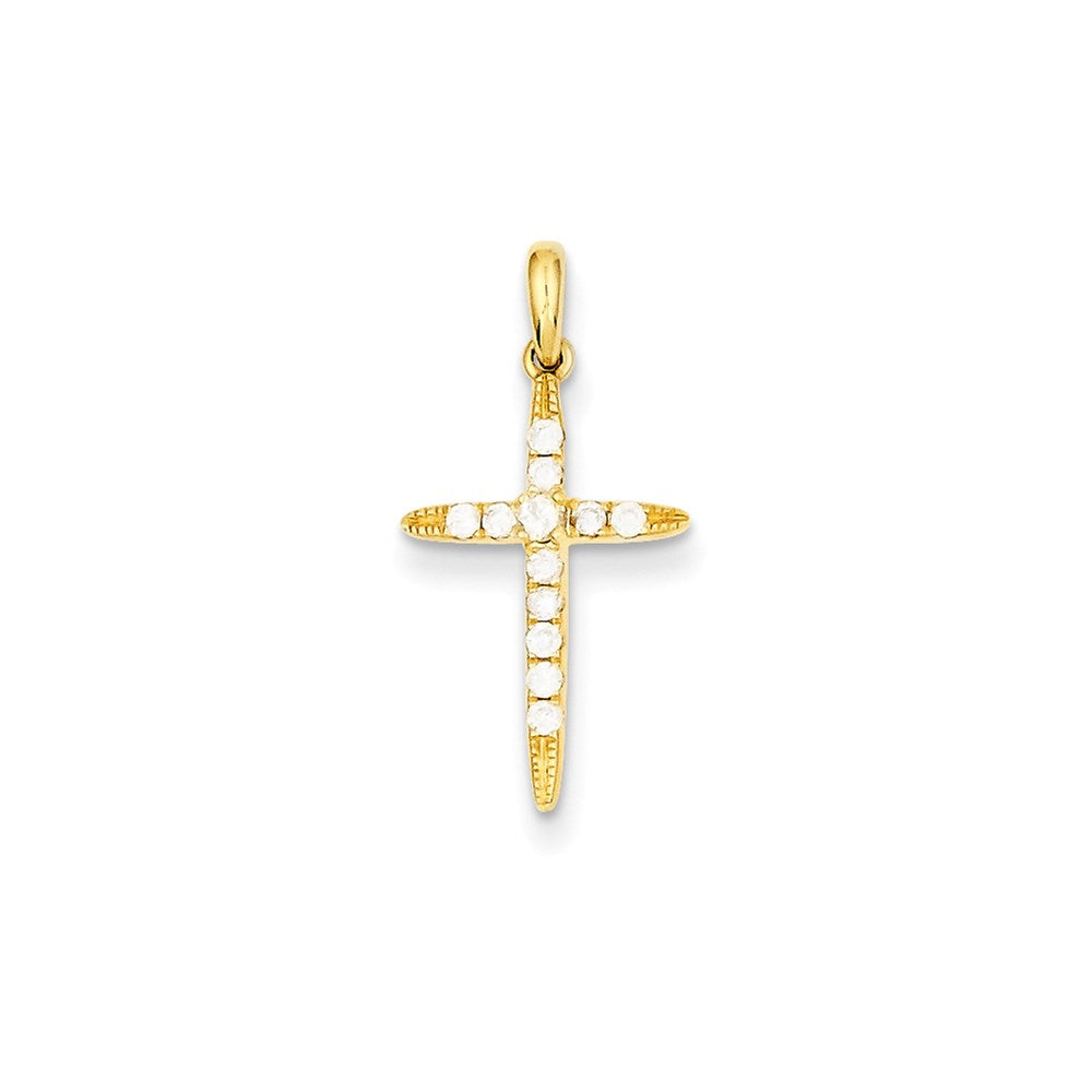 14K Gelbgold Kreuzanhänger mit echten Diamanten