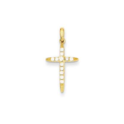 14K Gelbgold Kreuzanhänger mit echten Diamanten