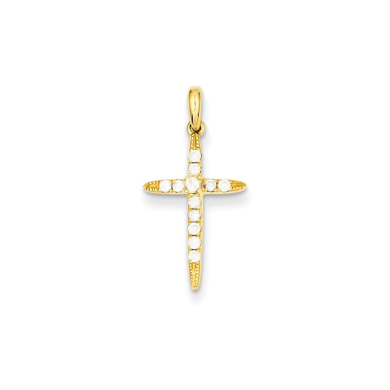 14K Gelbgold Kreuzanhänger mit echten Diamanten