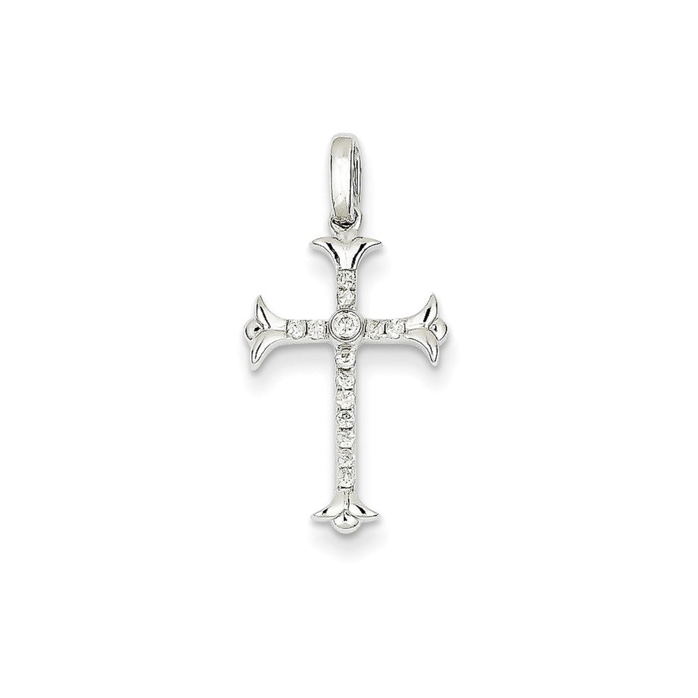 14K Weißgold Anhänger Kreuz mit echten Diamanten
