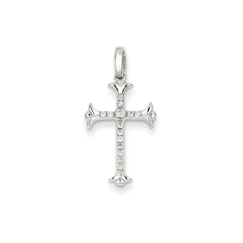 14K Weißgold Anhänger Kreuz mit echten Diamanten
