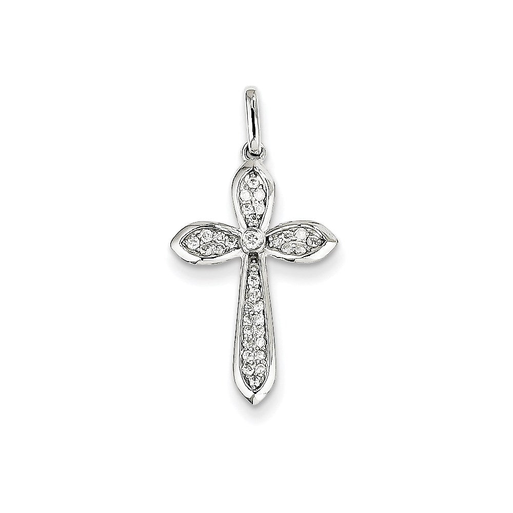 14K Weißgold Diamant-Kreuzanhänger