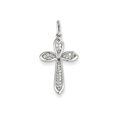 14K Weißgold Diamant-Kreuzanhänger