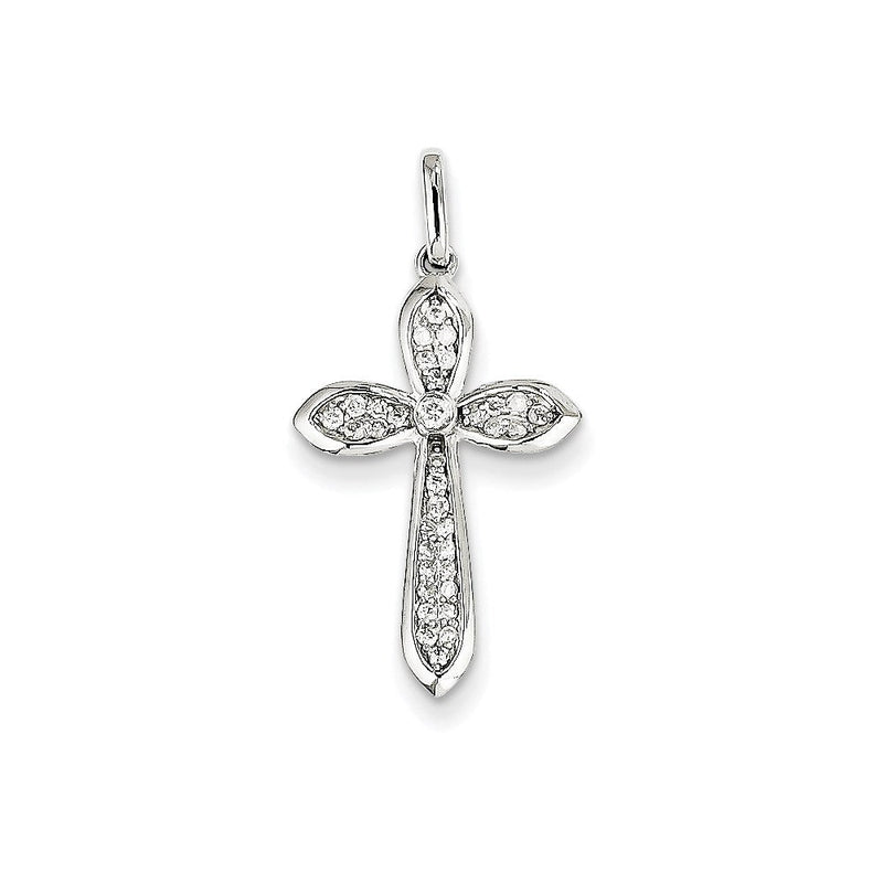14K Weißgold Diamant-Kreuzanhänger