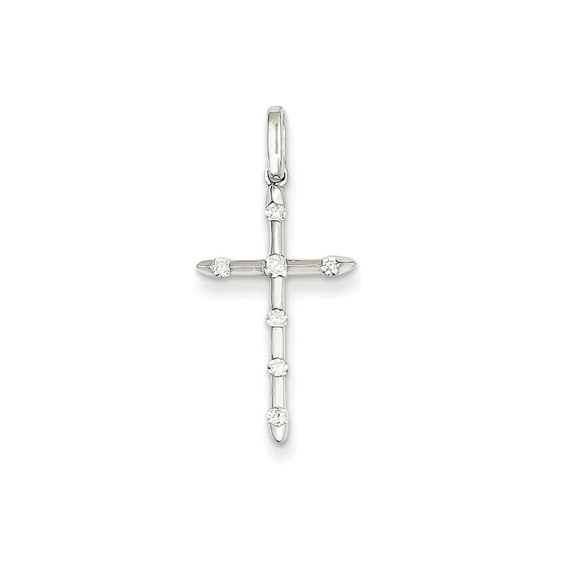 14K Weißgold Diamant-Kreuz-Anhänger