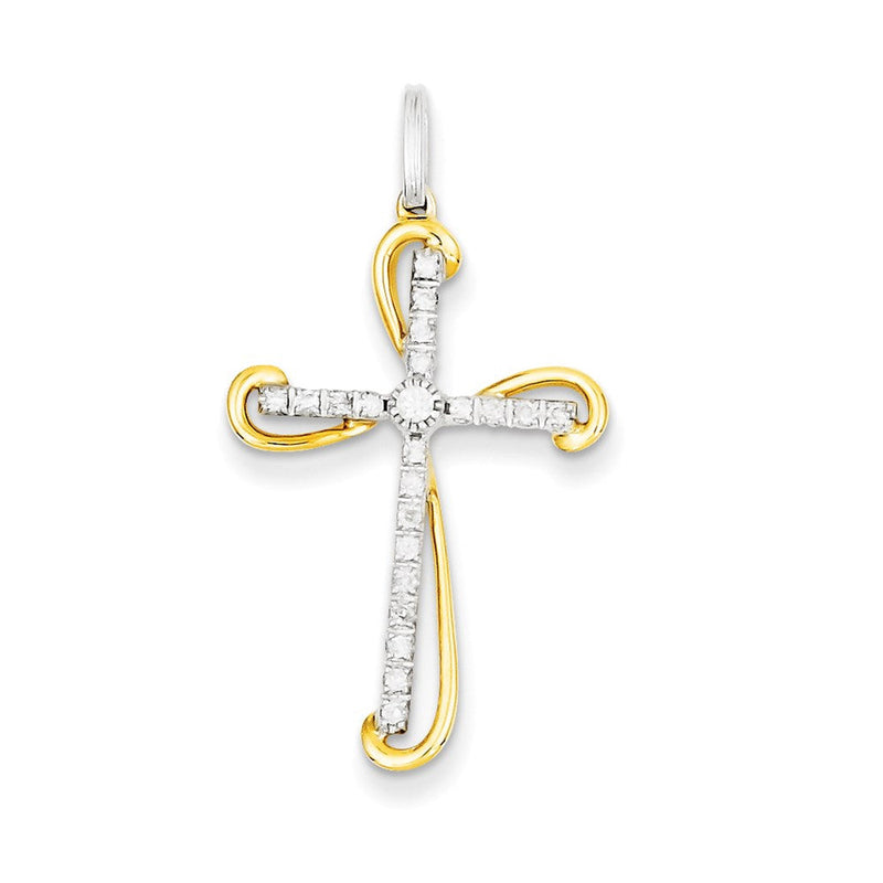 14K Bicolor Diamant-Kreuzanhänger