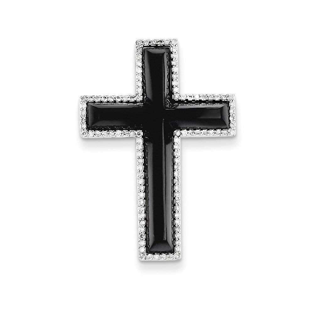 14K Weißgold Onyx- und Echtdiamant-Anhänger