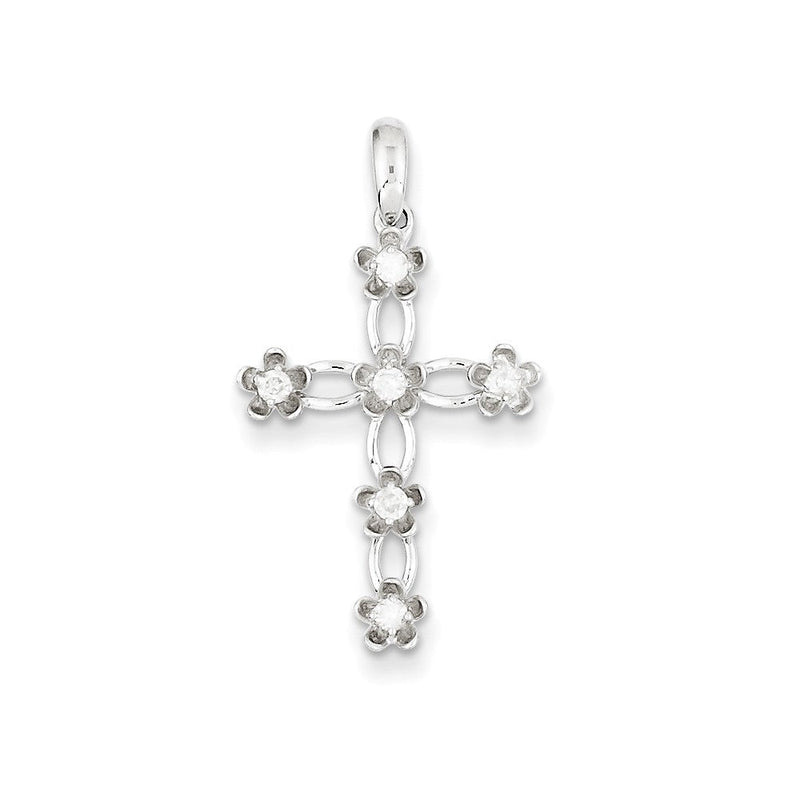 14K Weißgold Diamant-Kreuz-Anhänger