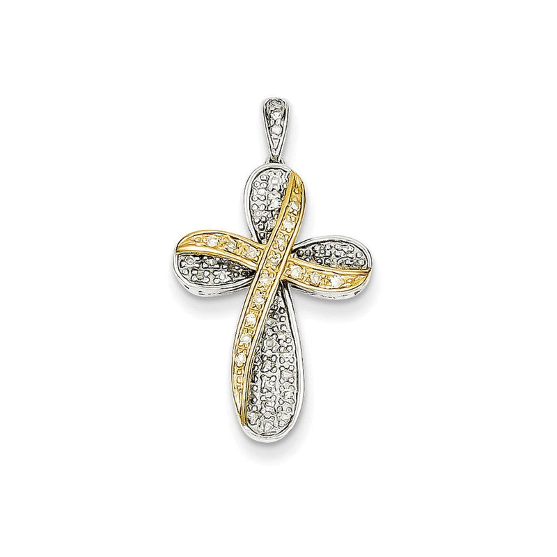 14K Bicolor-Gold Anhänger mit echtem Diamant