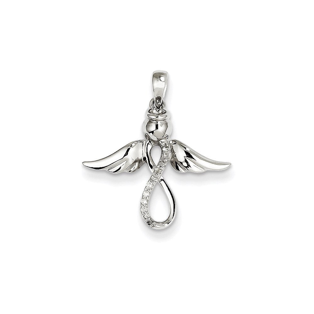 Engel-Anhänger mit echtem Diamant aus 14K Weißgold