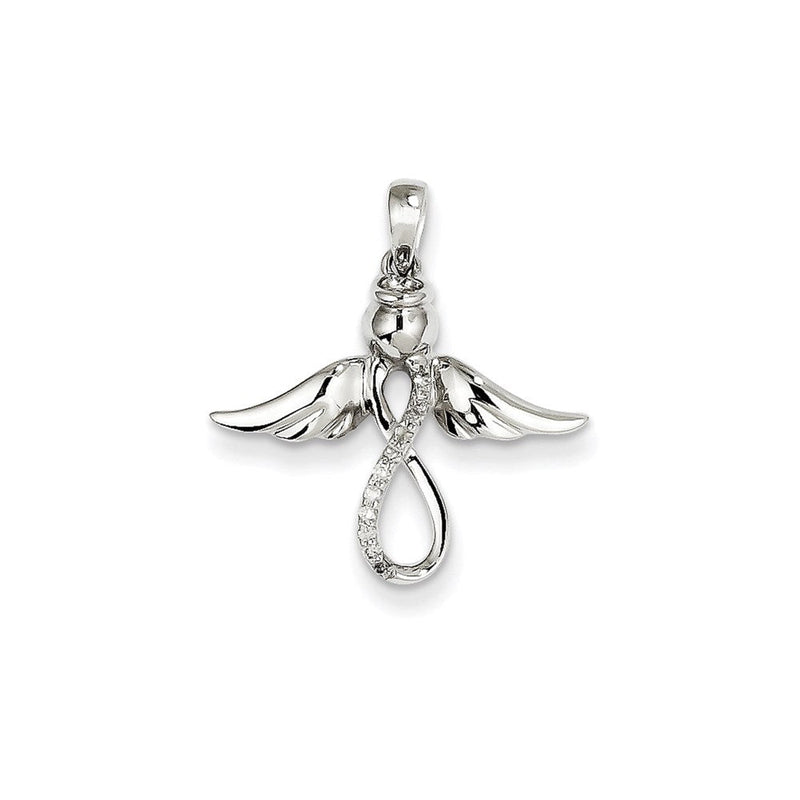 Engel-Anhänger mit echtem Diamant aus 14K Weißgold