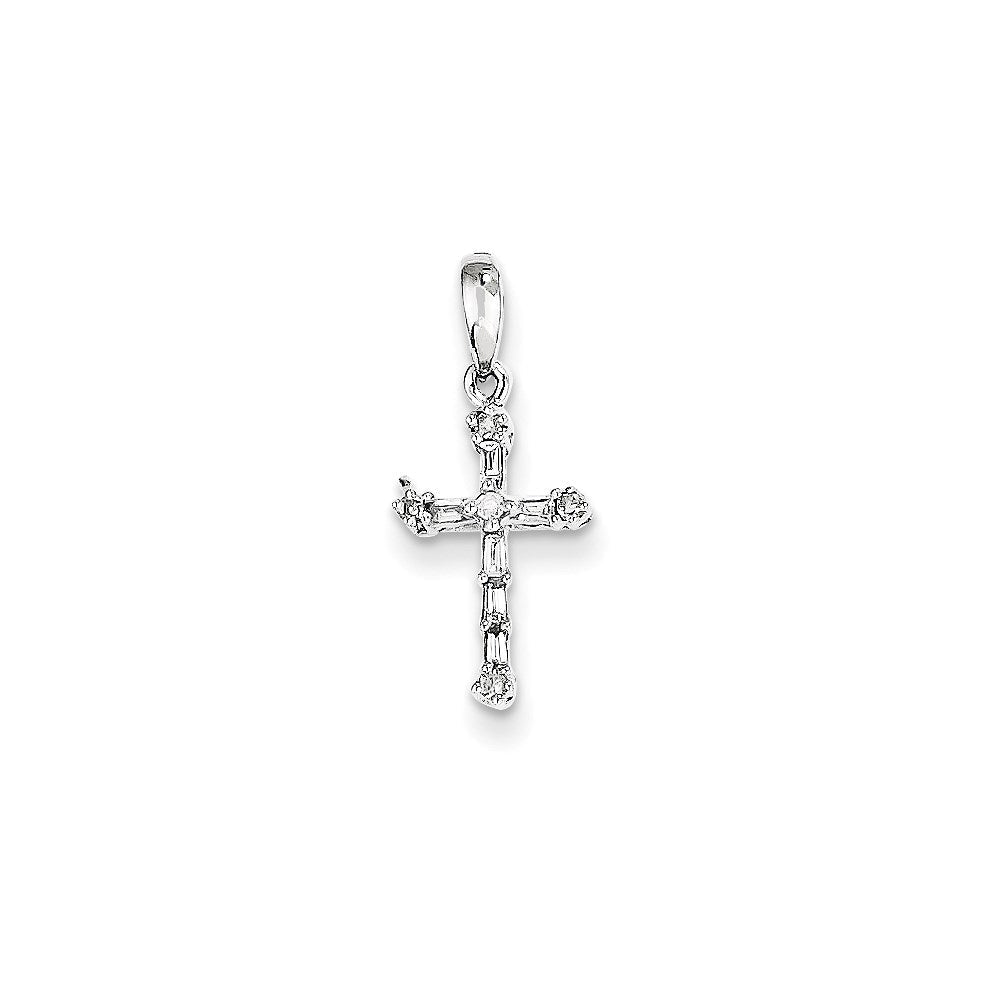 14k Weißgold Anhänger mit echtem Diamant