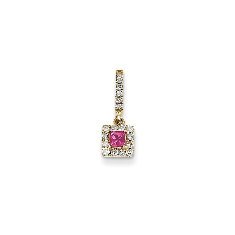 14K Gelbgold Diamant- und Rosa-Spinell-Anhänger