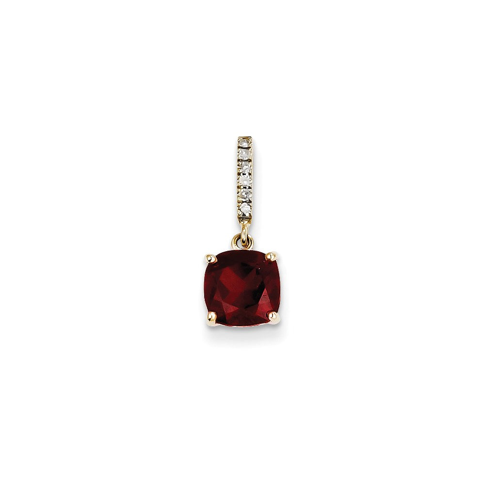 14K Gelbgold Anhänger mit echtem Diamant und Granat