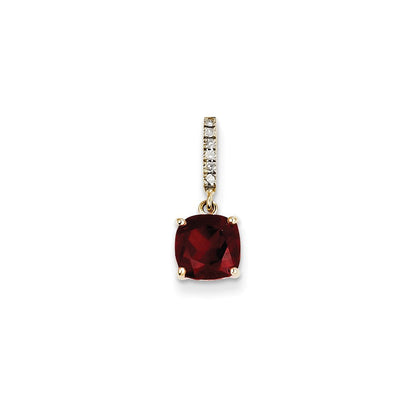 14K Gelbgold Anhänger mit echtem Diamant und Granat