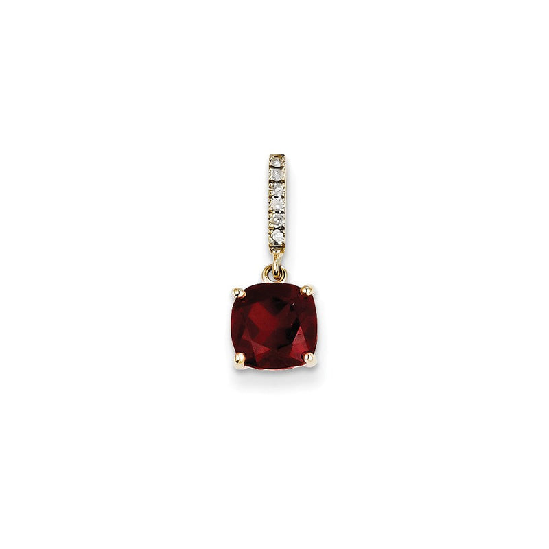 14K Gelbgold Anhänger mit echtem Diamant und Granat