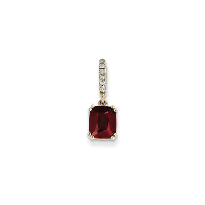 14K Gelbgold Anhänger mit echtem Diamant und Granat