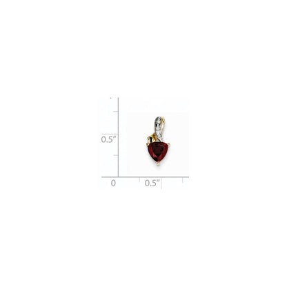 14K Gold Anhänger mit Diamant und Trillant-Granat