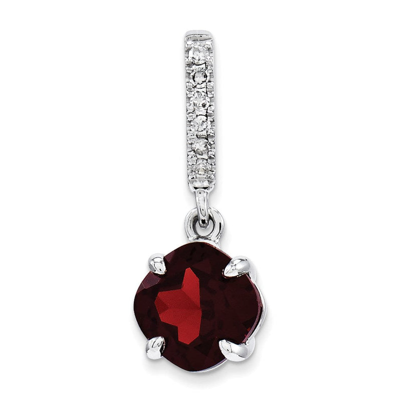 14K Weißgold Anhänger mit Diamant und Granat