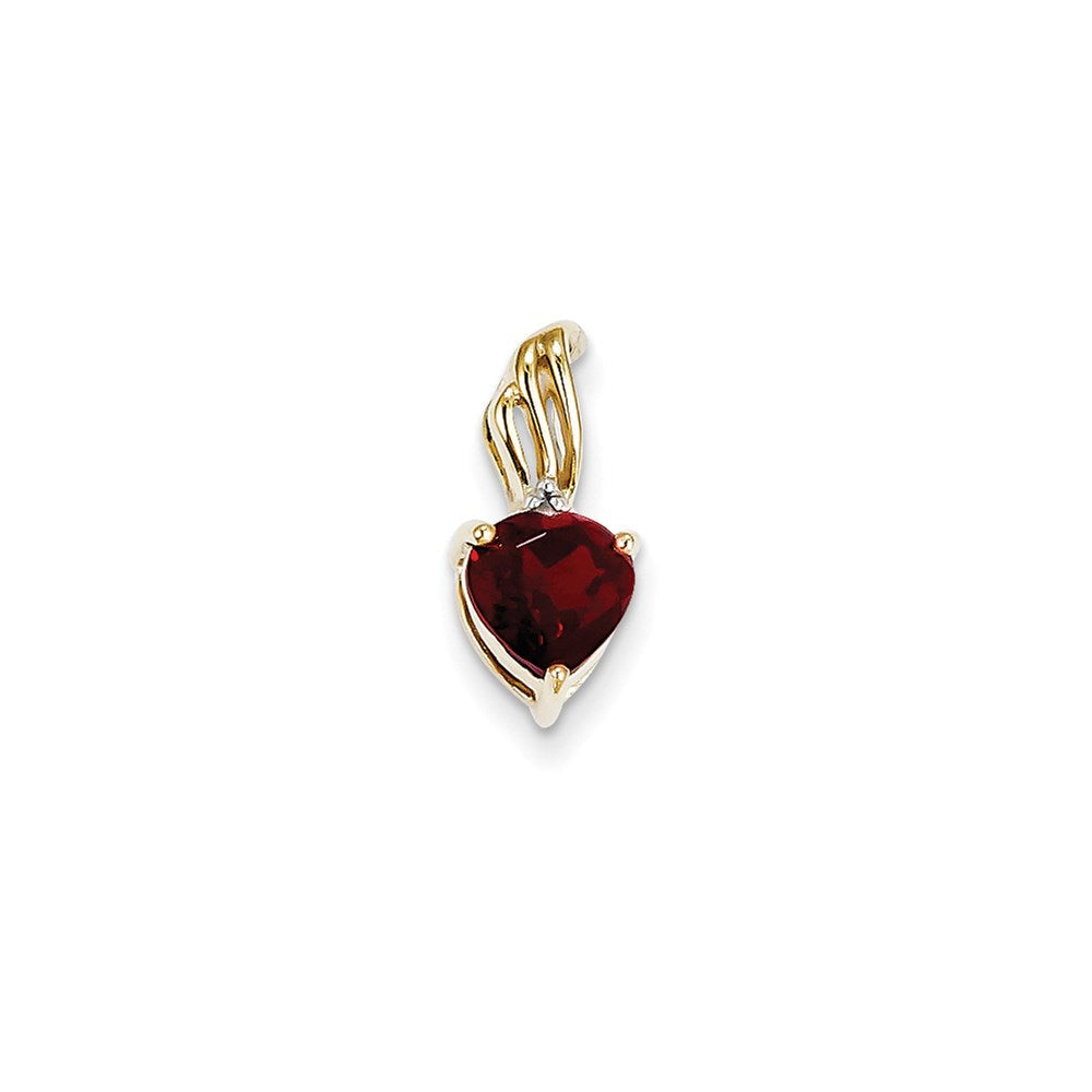 14K Gelbgold Herzanhänger mit Diamant und Granat