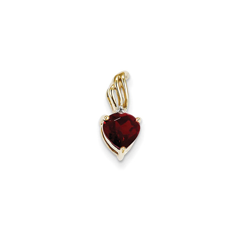 14K Gelbgold Herzanhänger mit Diamant und Granat